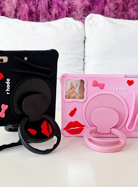 镜子嘴唇360旋转适用三星s10fe保护套a11带笔槽a9硅胶a8可爱s10lite防摔s9fe全包s8横竖s7软壳t220女款s6lite