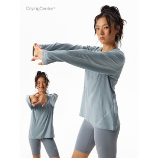CryingCenterSports2025年秋麻感高捻棉重磅宽松圆领长袖 哭喊 tee