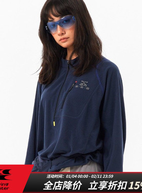 CryingCenterSports2025年冬RunClub舒适暖绒华夫格半拉链套头T恤