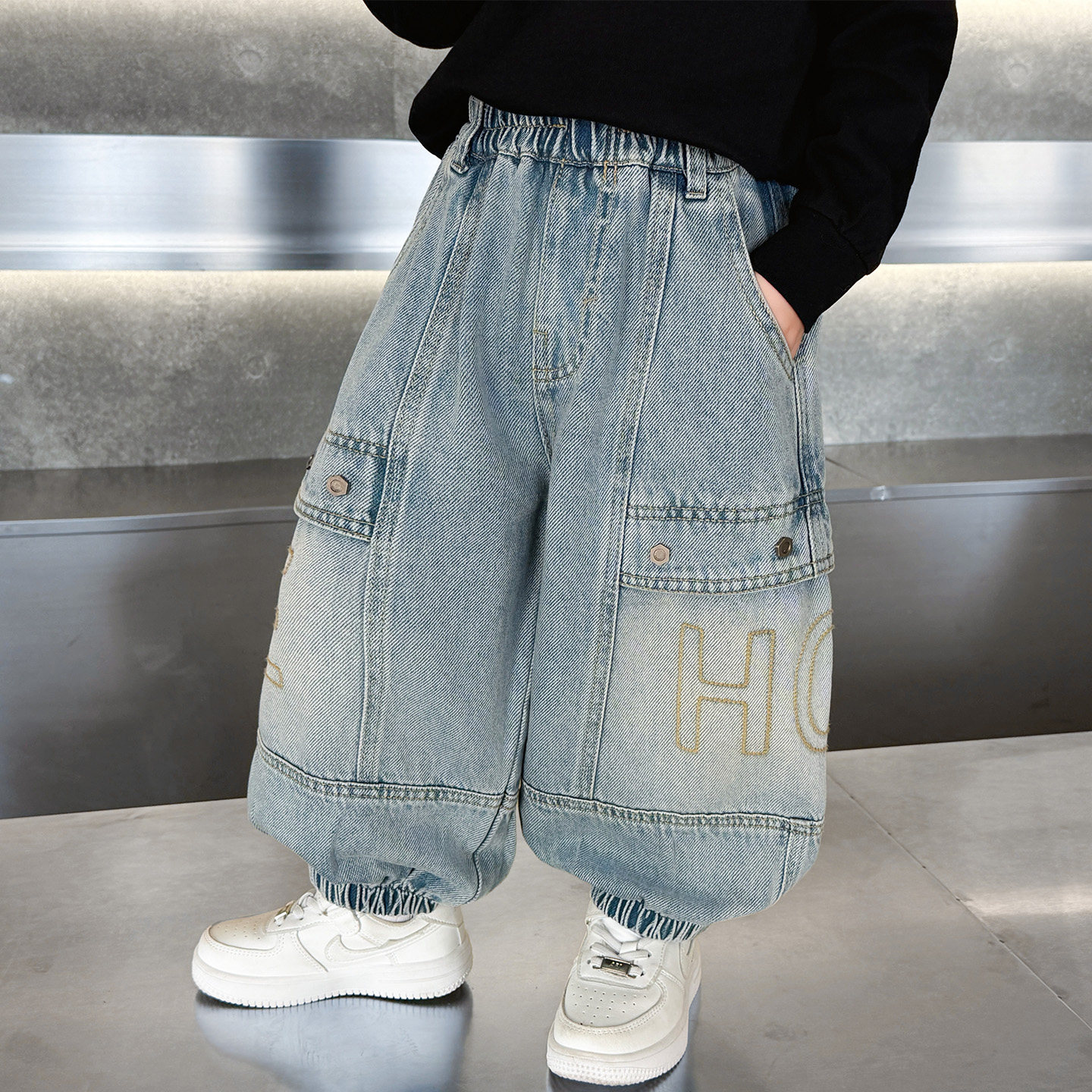 男童春季炸街牛仔裤痞帅2026儿童春装休闲裤子潮酷男孩阔腿灯笼裤,童装/婴儿装/亲子装,裤子,淘宝优惠券,粉丝福利购,淘宝优惠卷