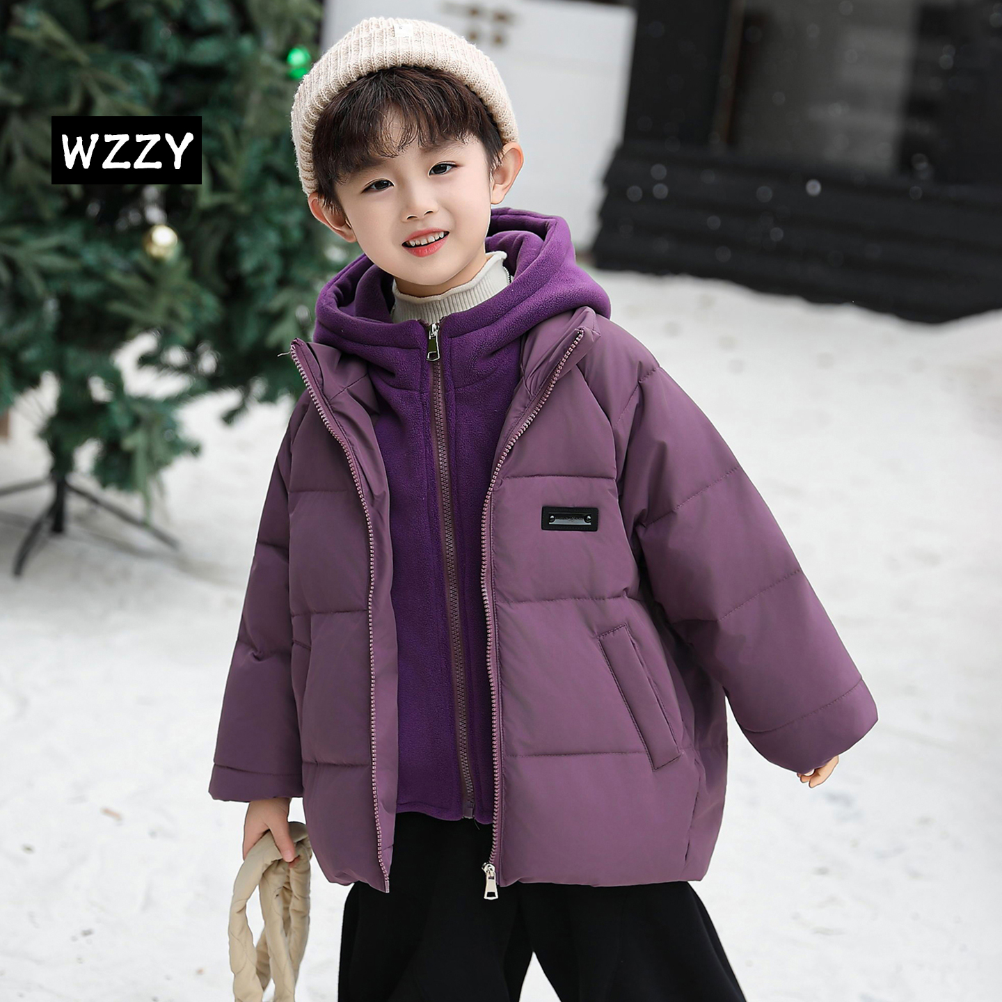 男童羽绒服冬装2025新款儿童冬季假两件外套男宝防寒衣保暖加厚潮