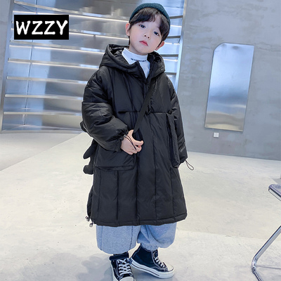 男童帅气时髦保暖长款羽绒服外套