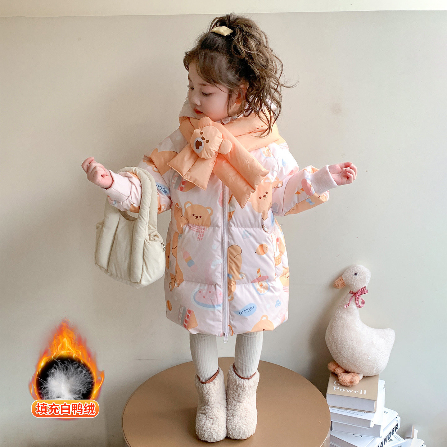 儿童中长款羽绒服冬装加厚洋气小女童保暖可爱宝宝白鸭绒轻薄外套,童装/婴儿装/亲子装,羽绒服,淘宝优惠券,粉丝福利购,淘宝优惠卷