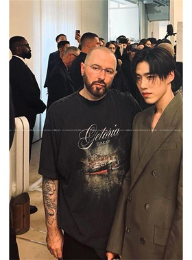 「demna同款」VANA ILUSION 西班牙夜景短袖水洗黑短袖男女T恤潮