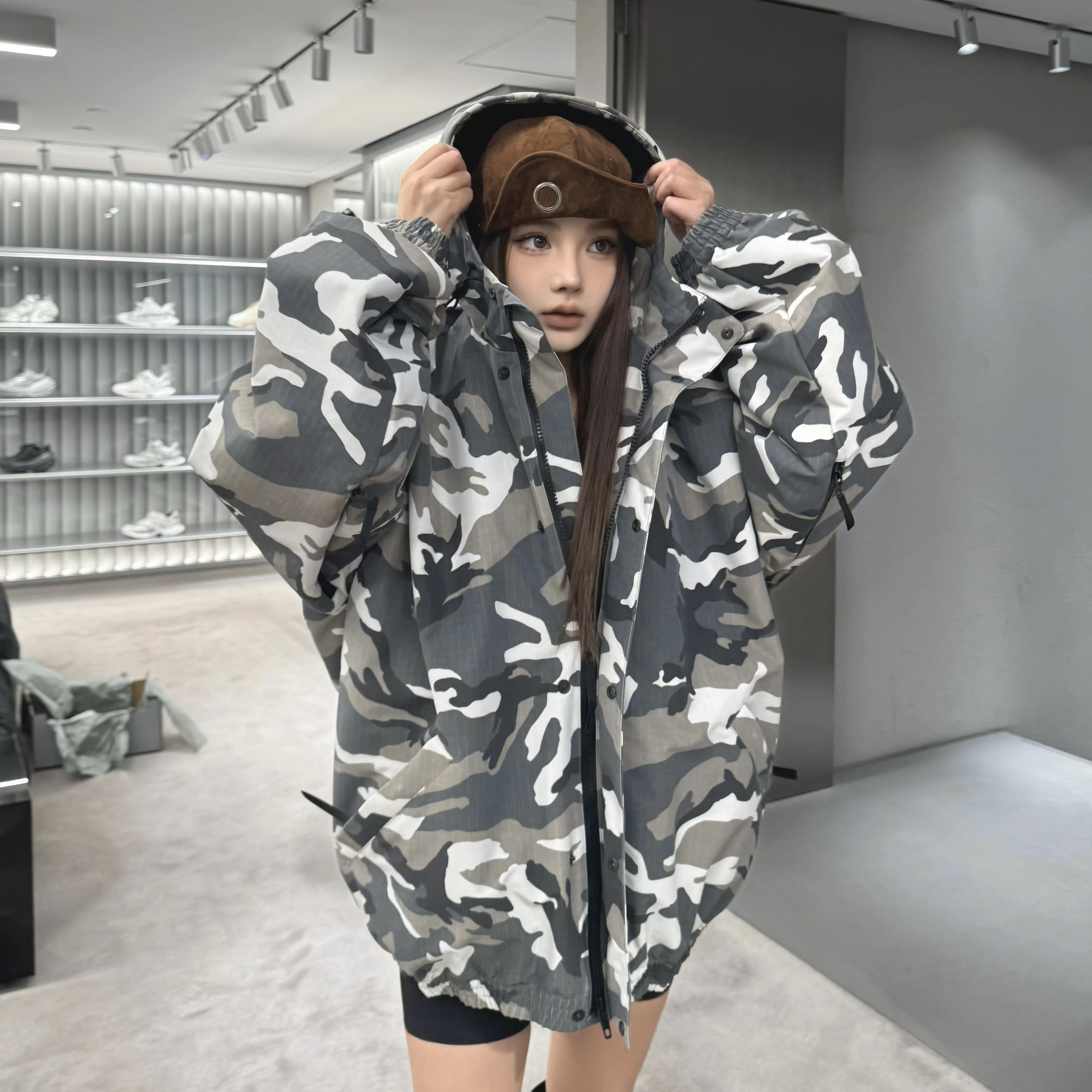 「SKI滑雪系列」VANA ILUSION 迷彩系列棉服防水连帽外套男女潮