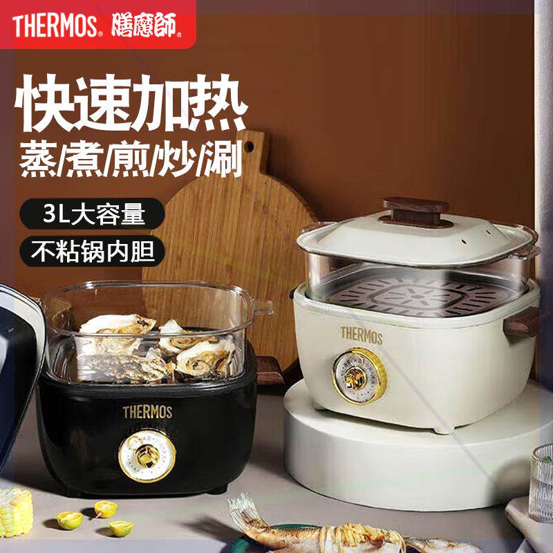 电煮锅多功能电蒸锅陶瓷煲汤一锅3L家用电火锅EHA-4331