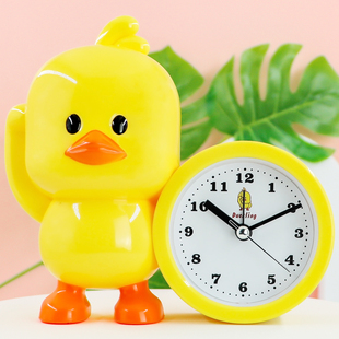 儿童闹钟小黄鸭学生起床时尚卡通ao特曼床头可爱钟表礼品摆件座钟