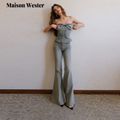 Maison 立体裁剪复古做旧不对称牛仔喇叭裤 Wester2025年秋季 新品