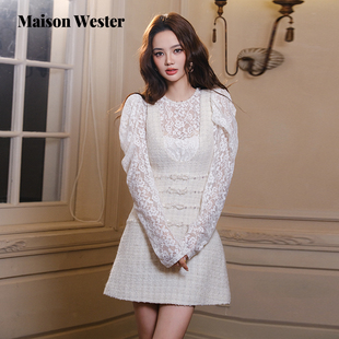 深V领A摆小香风款 Maison 优雅简约法式 新品 连衣裙 Wester2025秋季