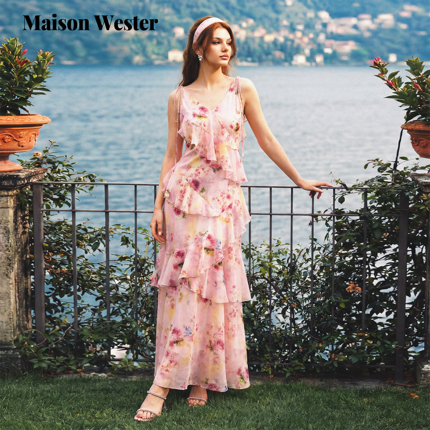 【徐如蓝同款】Maison Wester2026年夏新品浪漫花卉雪纺度假裙