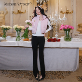 Wester冬季 官方新款 黑色弹力高腰内开衩LOGO长裤 Maison 休闲裤 子