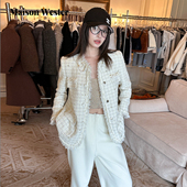 Maison 外套 千金风米白上衣粗花呢毛边短款 Wester2025年冬季 新品