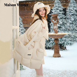 白色设计感包包软糯鹅绒云朵手提包女 新品 Maison Wester2025冬季