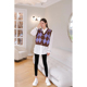 装 Maison Wester冬季 黑拼紫网格通勤气质羊毛菱形格马甲