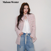 新品 Maison Wester2025年冬季 千金风优雅立领上衣排扣小香风外套