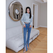 Wester春季 牛仔裤 韩雪 Maison 徐璐同款 时尚 微喇裤 可露丽穿搭