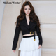 短款 Maison 外套 翻领收腰金属扣装 饰黑色修身 Wester2025秋季 新品