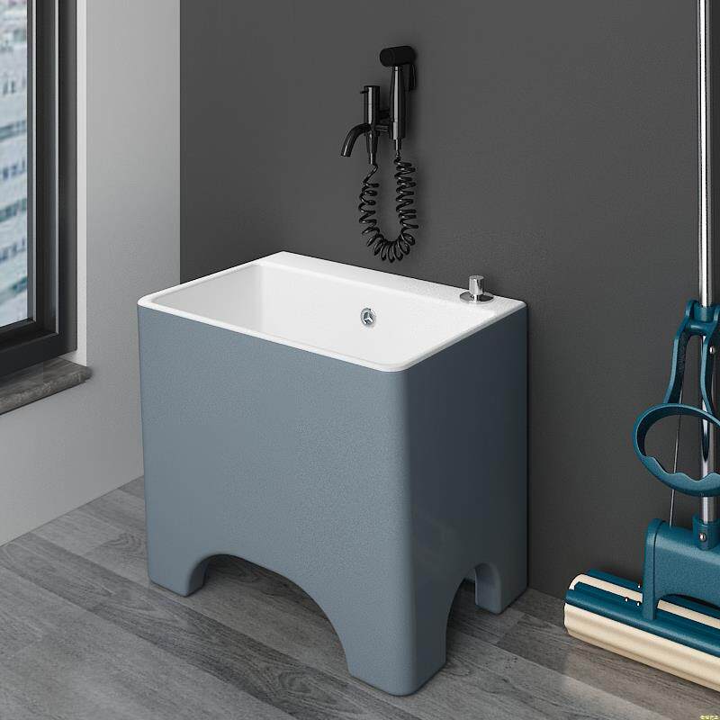 北欧灰蓝家用拖把池阳台卫生间拖布g池高脚墩布池大号拖把盆