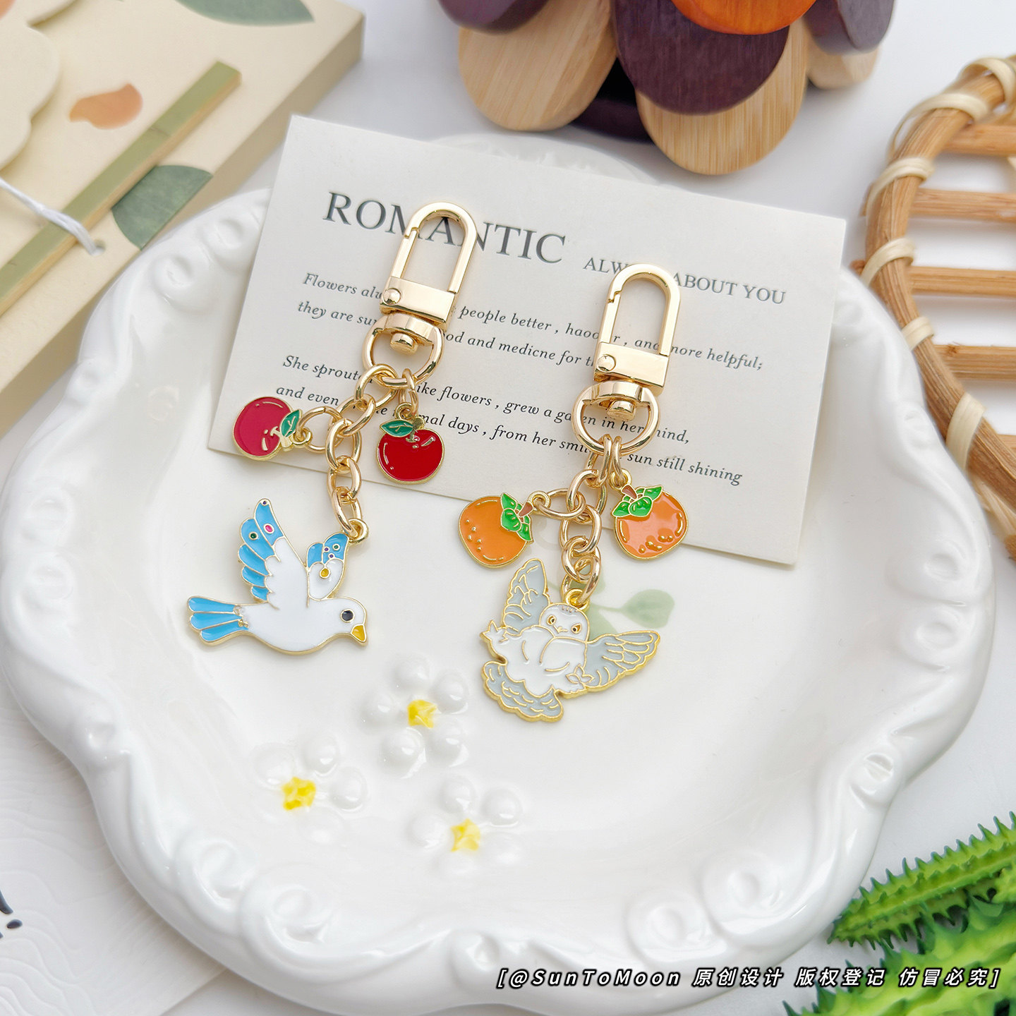 可爱和平鸽创意小鸟金属钥匙扣情侣包包挂件AirPods拉链扣配饰