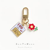 小红花童趣考试满分包包AirPods挂件可爱钥匙扣配饰防丢U盘钥匙链