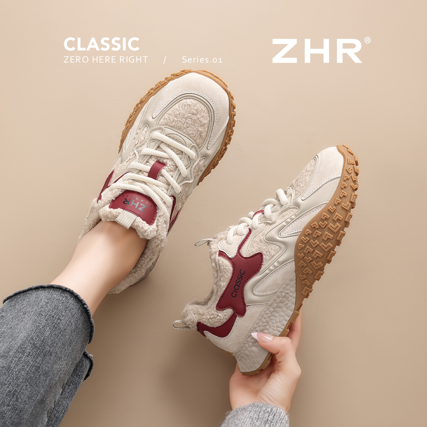 厚底德训鞋秋冬加绒保暖百搭棉鞋