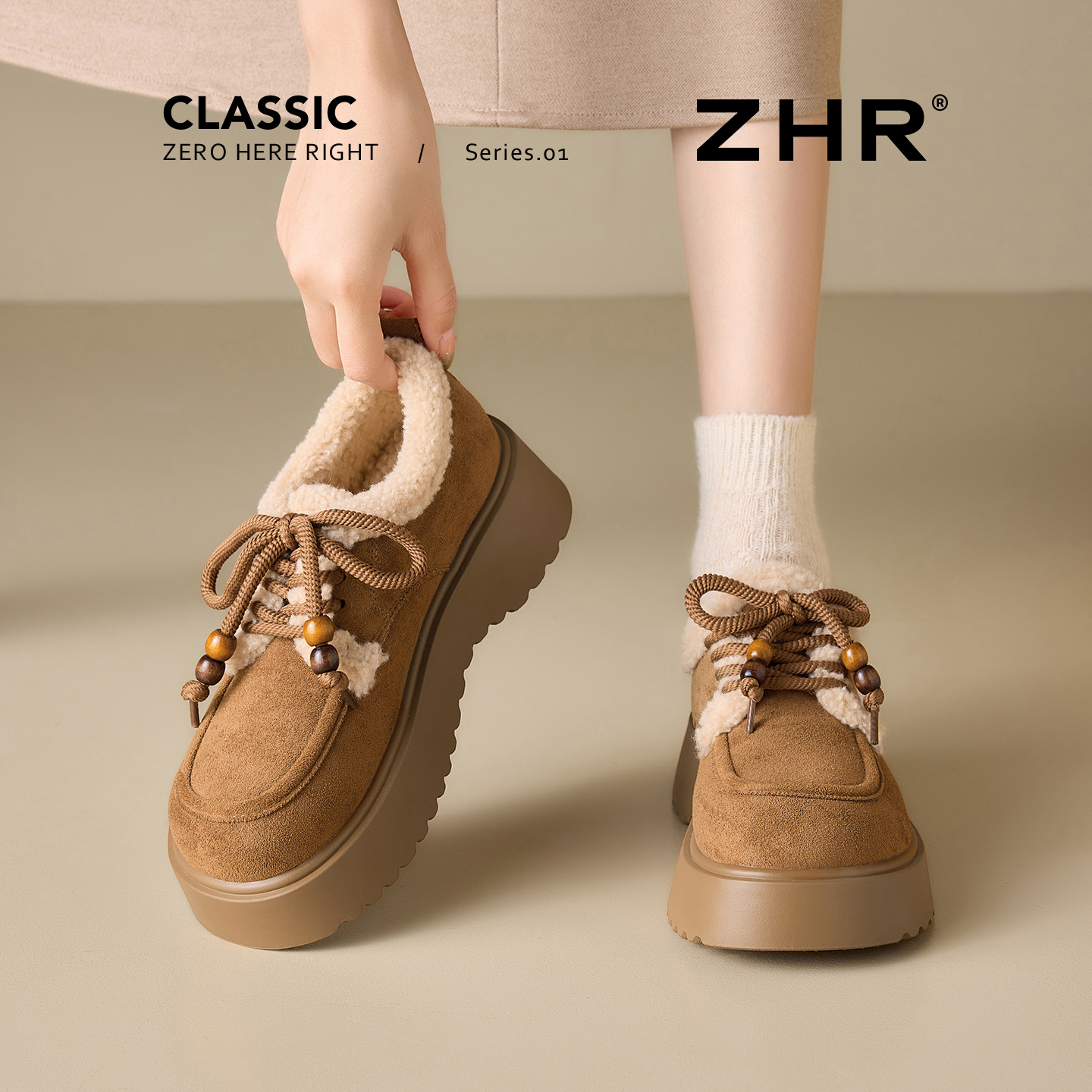 ZHR复古厚底雪地靴女2025新款