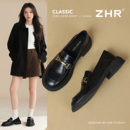 英伦风一脚蹬软底单鞋 百搭黑色小皮鞋 子 女2025春秋新款 ZHR乐福鞋