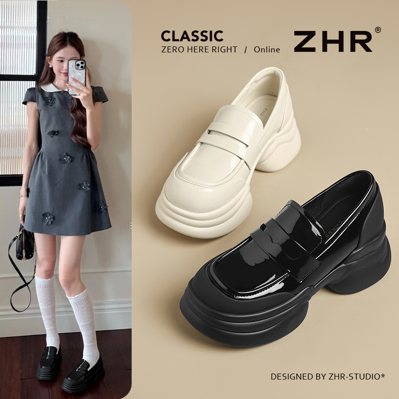 厚底乐福鞋秋冬季增高软底配裙子