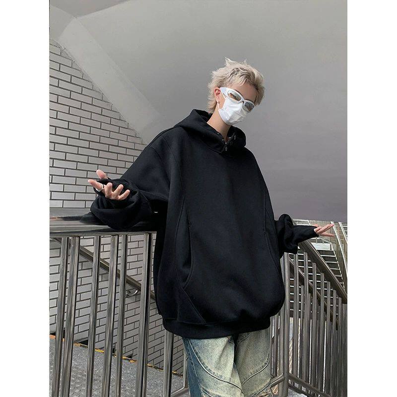 重磅加绒加厚卫衣男秋冬款2024新款美式高街潮牌oversize连帽外套