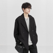 休闲宽松中长上衣 双排扣风衣外套男韩版 厂家直供 春秋高级感短款