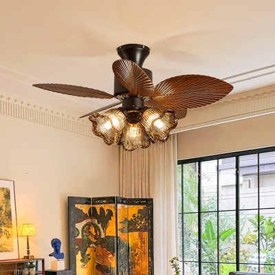 美式复古卧室风扇灯南洋风房间一