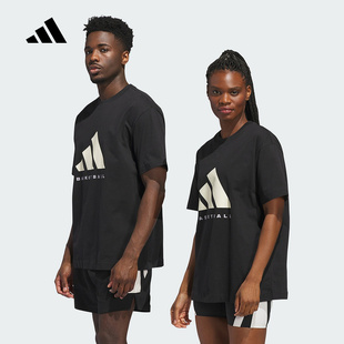 adidas阿迪达斯新款情侣款棉质篮球运动短袖chapter圆领T恤JX5575