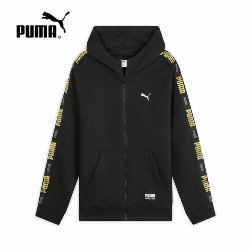 PUMA彪马夹克男秋季新款休闲运动针织加绒保暖连帽外套636309-01