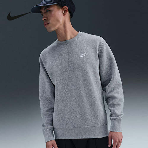 NIKE耐克Club男子冬季运动休闲加绒圆领卫衣针织套头衫FN3887-063
