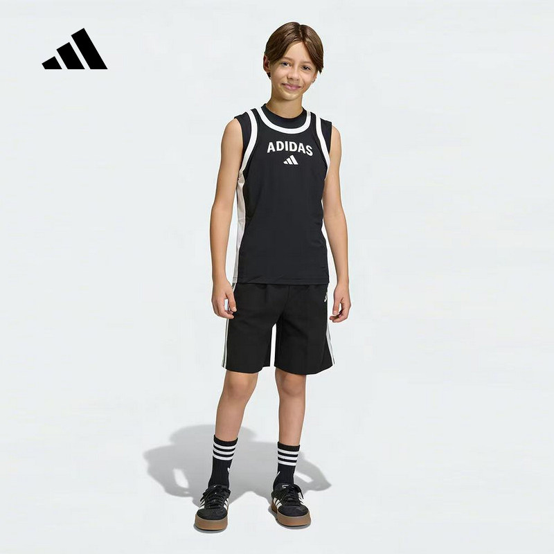 adidas阿迪达斯休闲运动T恤短裤2026夏男大童短袖套装 KH0225