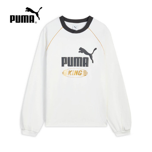 PUMA彪马春季新款男女同款休闲运动上衣复古宽松长袖t恤637078-02