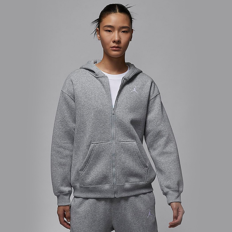 JORDAN耐克上衣女连帽衫冬季新款开衫加绒卫衣宽松针织FV7168-063