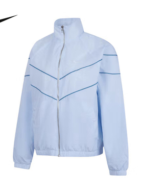 Nike耐克蓝色外套女冬季宽松休闲训练梭织立领运动夹克FV6305-423