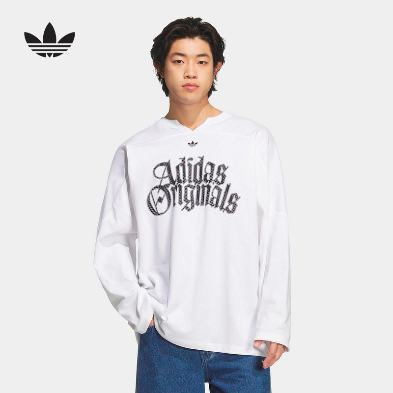 adidas阿迪达斯三叶草棉质运动宽松长袖T恤26夏男简约百搭 KT3037 - 实物图