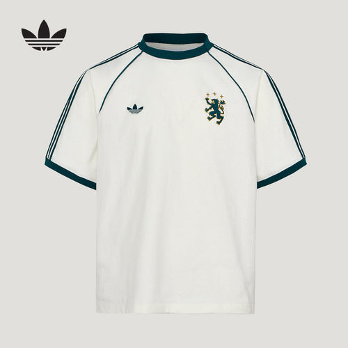 adidas阿迪达斯三叶草夏男女三条纹足球风运动短袖T恤 KY2196