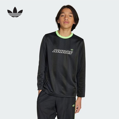 adidas阿迪达斯新款男大童三叶草撞色T恤足球风长袖上衣 JV7793