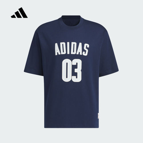 adidas阿迪达斯半袖上衣2024秋男MS GFX T藏青色短袖T恤 JM7233