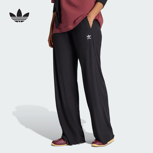 adidas阿迪达斯三叶草波浪边宽松运动裤2026夏女针织长裤 KE1093