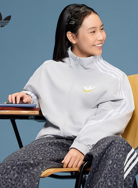adidas阿迪达斯三叶草休闲高领运动夹克春男大童梭织外套 KW1182