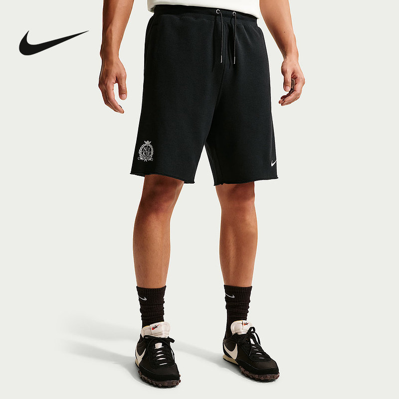 NIKE耐克男子学院风法式毛圈短裤经典运动休闲夏五分裤IX4988-010