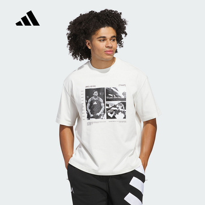 adidas阿迪达斯男爱子德华兹系列篮球印花运动宽松短袖T恤JM2679