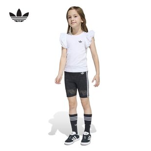 adidas阿迪达斯三叶草2026夏女小童运动服短袖短裤休闲套装KC6795