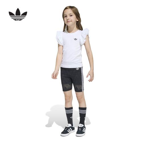 adidas阿迪达斯三叶草2026夏女小童运动服短袖短裤休闲套装KC6795