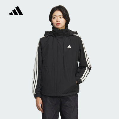adidas阿迪达斯拒水保暖运动休闲连帽外套女子梭织夹克 KB7591