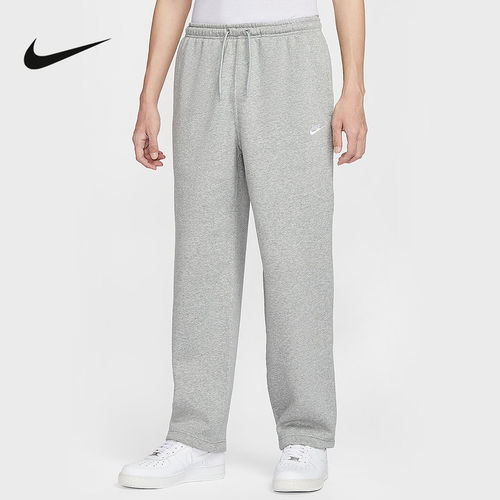 NIKE耐克男子加绒直筒裤冬新款休闲刺绣灰色针织长裤IF0489-063